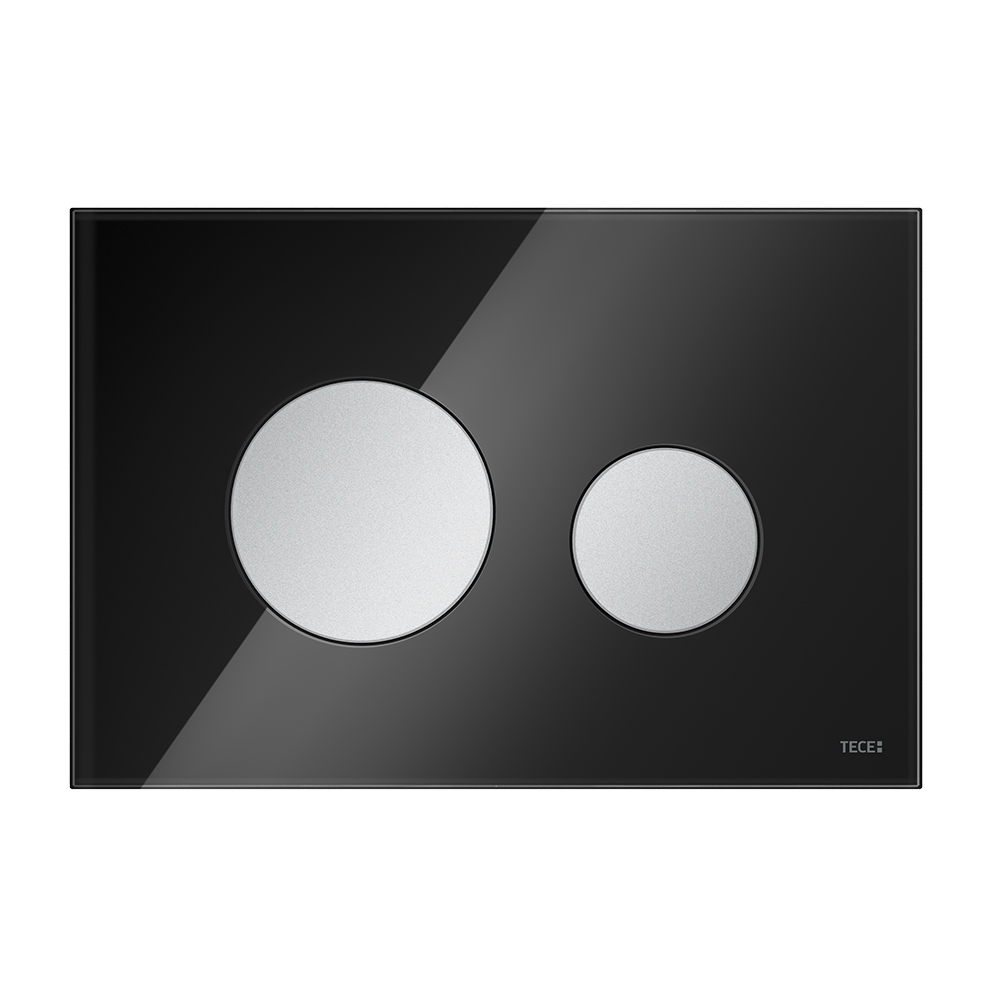 Стеклянная панель смыва для унитаза TECEloop, стекло черное, клавиши хром матовый,9240655